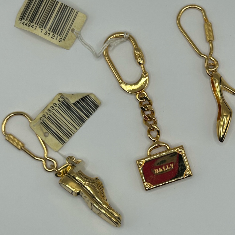 Bally Gold Keychain Set with Red Accents